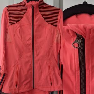 Lululemon coral and navy striped zip up size 10